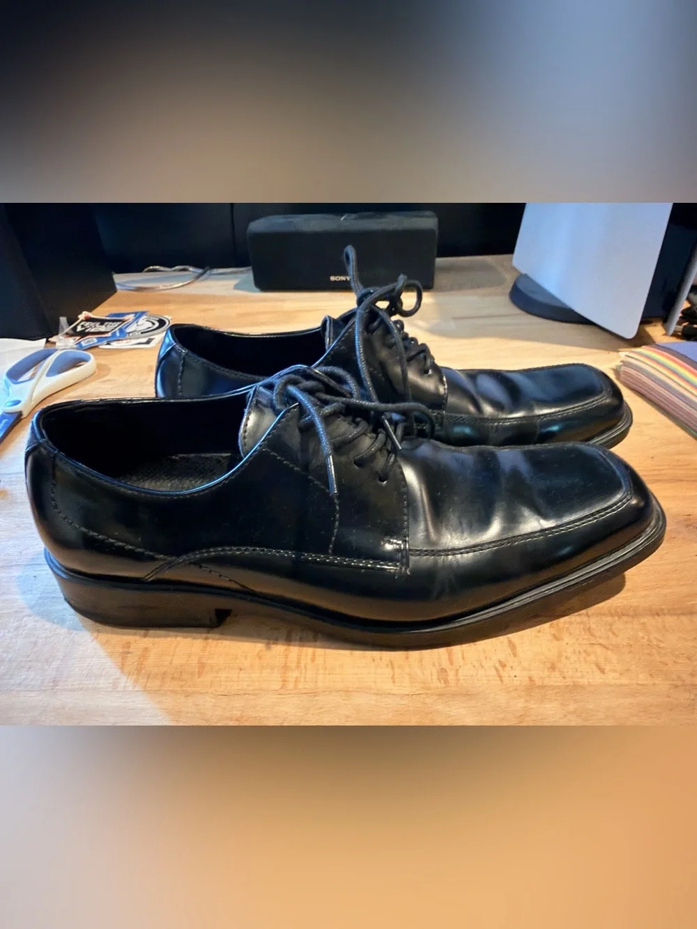 Kenneth Cole Reaction Men's Black Lace-Up Square-Toe Oxfords